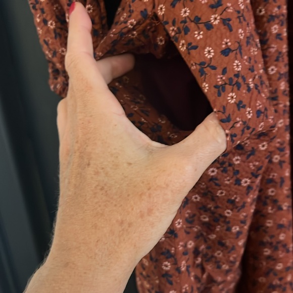 Madewell Brown A-Line Dress with Bishop Sleeves - Picture 5 of 8